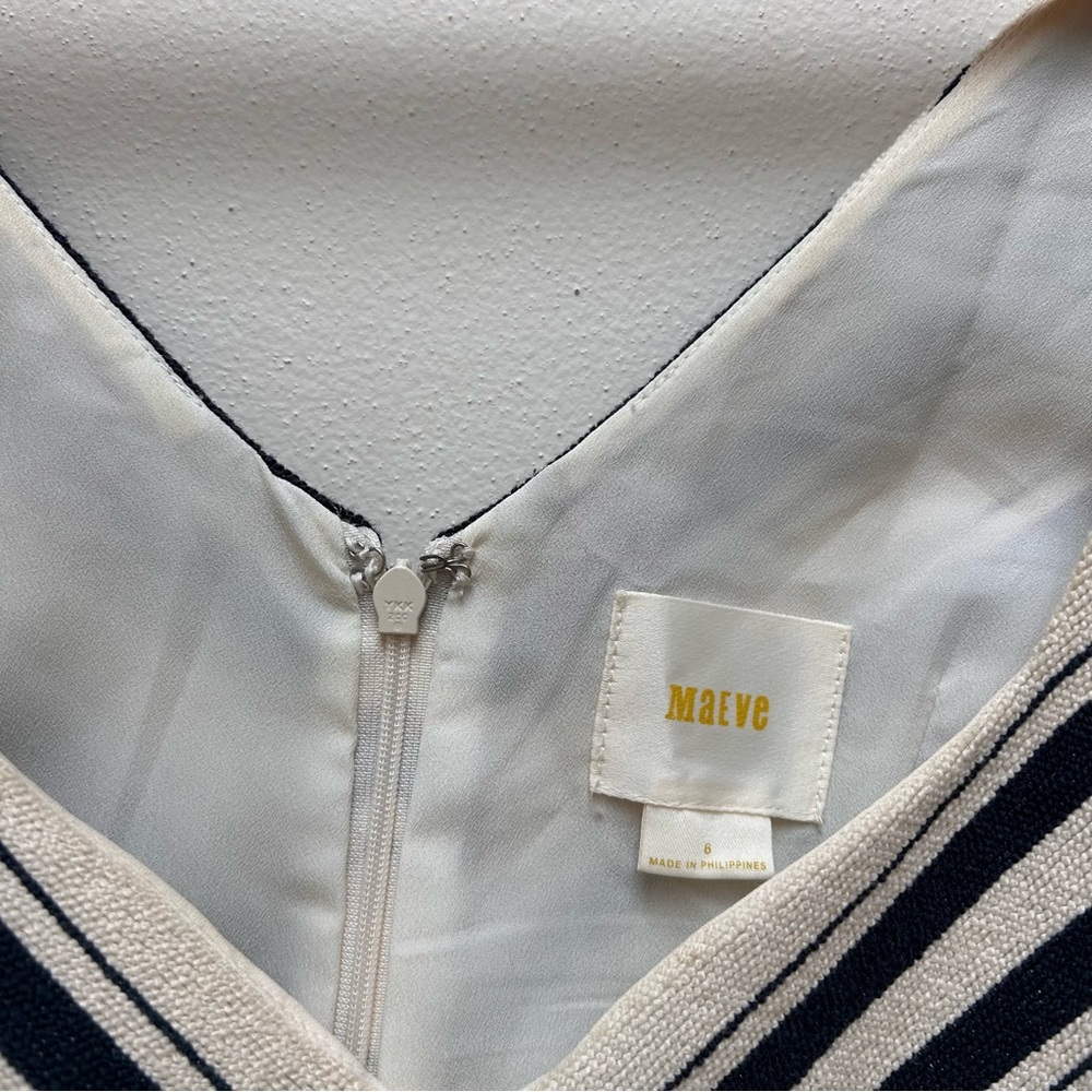 Anthropologie Maeve Navy and White Striped Pattern Peplum Tank Top - Picture 2 of 3